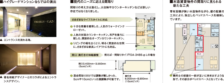 ハイグレードマンションならではの演出、現代のニーズに応える間取り、木造賃貸物件の間取りに見られる新たな工夫