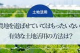 農地を活用する方法、有効な土地活用について解説